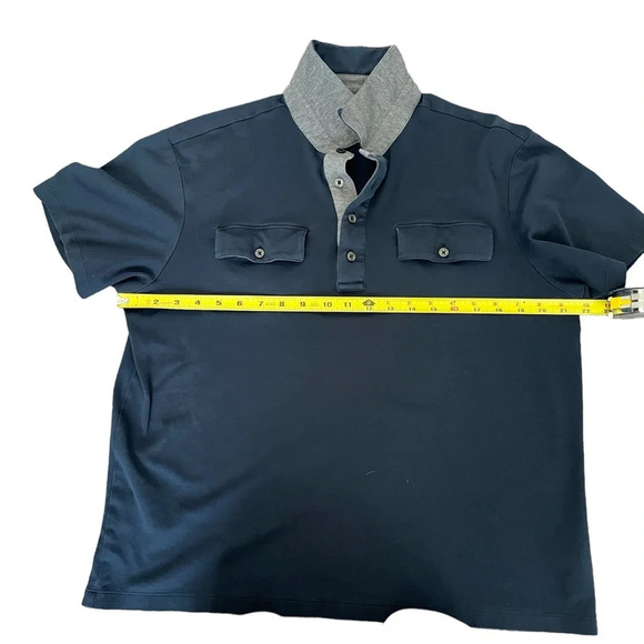 Men’s Michael Kors Cotton, Short Sleeve Polo, Navy/Gray Trim, Size L - Picture 6 of 9